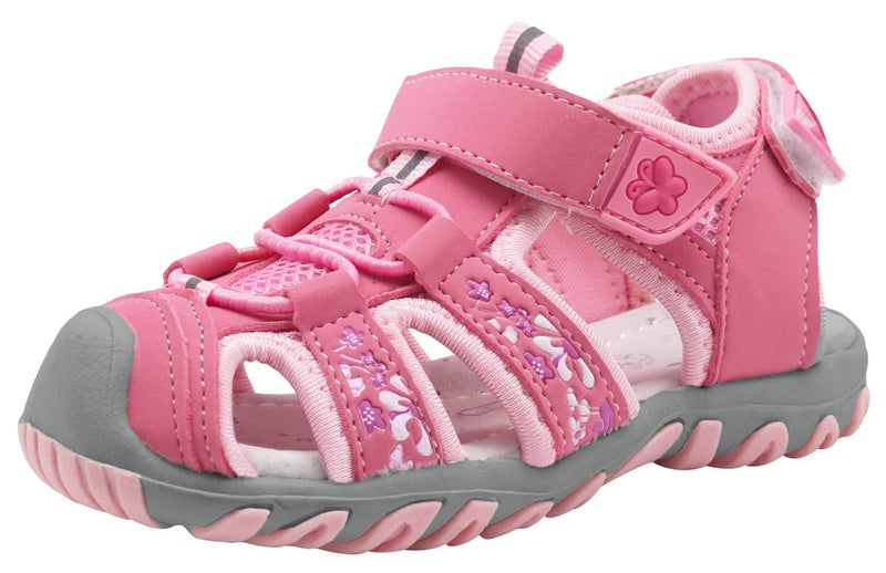 Apakowa Kids Girls Sandals Soft Sole Closed Toe Sandals Summer Shoes with Arch Support (Toddler/Little Kid) (Color : Y607PINK, Size : 9 M US Toddler) - Image 1